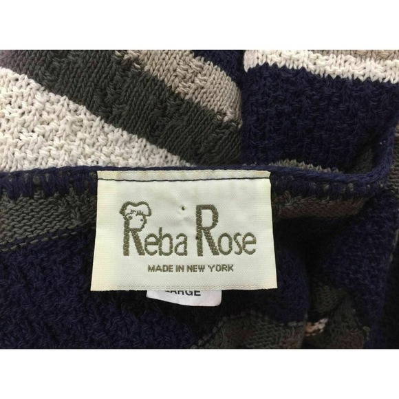 Reba Rose Striped Cardigan Sz L Cotton Like Acrylic Knit Boho Sweater Vtg USA - Picture 3 of 8